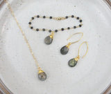 Handmade Gold Labradorite Briolette Jewelry - Earrings