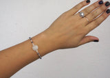 Moonstone and Iolite Beaded Silver Chain - Handmade Magnetic Bracelet
