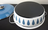 Vintage Turquoise Blue Cathrineholm Lotus Shallow Dutch Oven