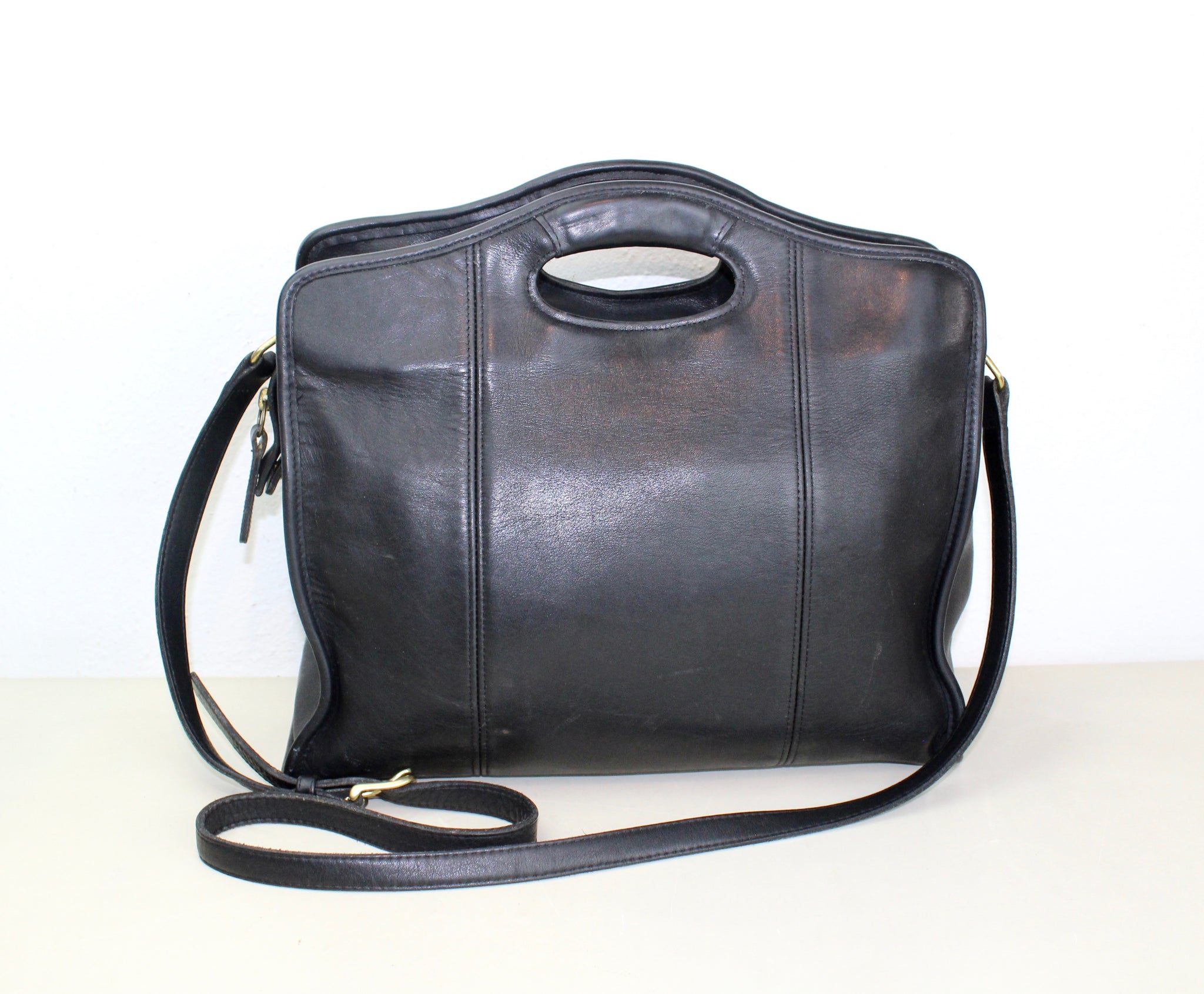 Coach, Bags, Vintage Coach Messenger Laptop Bag Black Leather